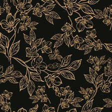 Ismoon Floral Peel and Stick Wallpaper Vintage Black 17.3" x 196", Black/Gold
