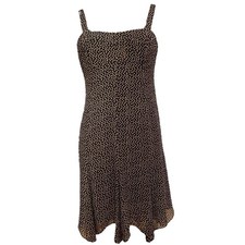 Women's Polka Dot Dress Nine West Size 10 Black And Tan Babydoll