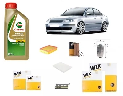 Kit Filtri Tagliando WIX Passat 3B3 3B6 1.9 TDI + 4 Litri Olio Castrol 5W30