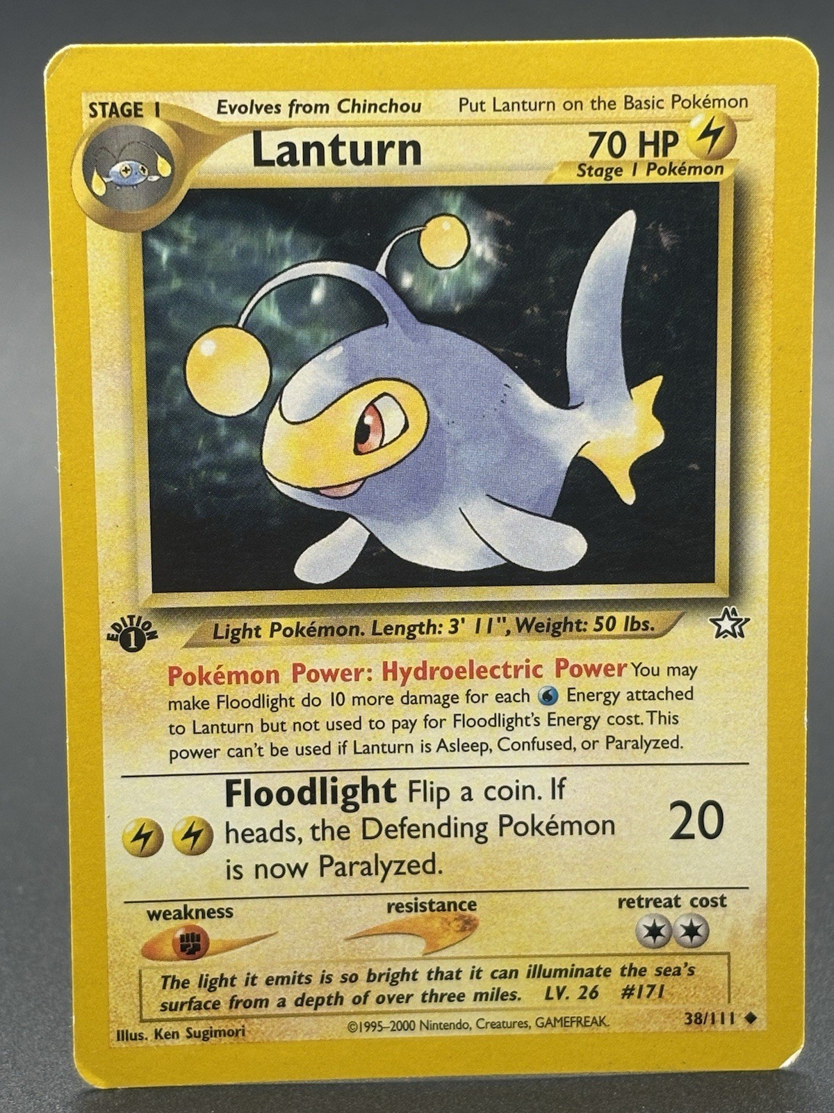 Lanturn 38/111 – Neo Genesis (1st Edition) - MP - WOTC 2000 Vintage Pokémon TCG