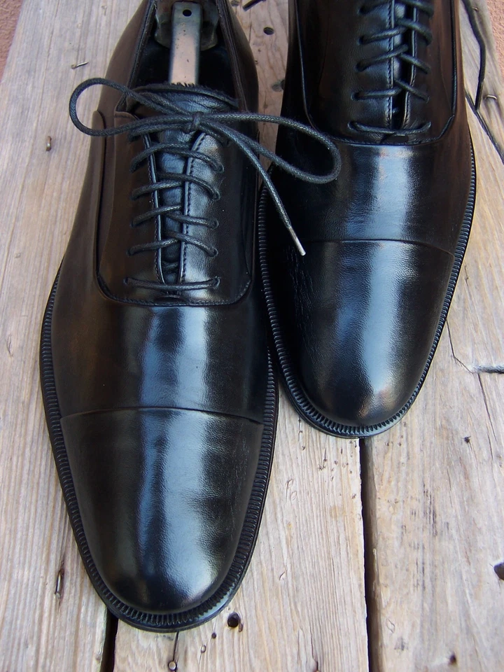 Zapatos de vestir informales BRUNO MAGLI para hombre de cuero negro con cordones Oxford italiano talla 7M Foto 2 de 4