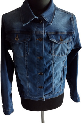 TALA Damen Jeansjacke Größe L Blau Denim Stretch gebraucht Maße angegeben #