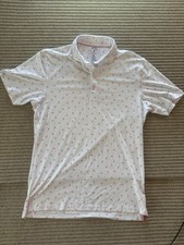 Johnnie-O Palm Springs All Over Print Polo Shirt Mens Sz Med Short Sleeve White