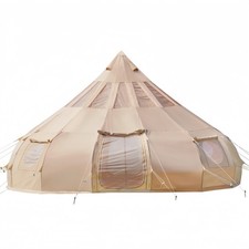 Canvas Hot Tent with Stove Jack - 19.7x11.5ft Bell Yurt for Family Glamping