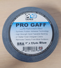 ProTapes Pro Gaff Gaffers Tape with Rubber Adhesive, 11 mil Thick 3"x55yrds-blue