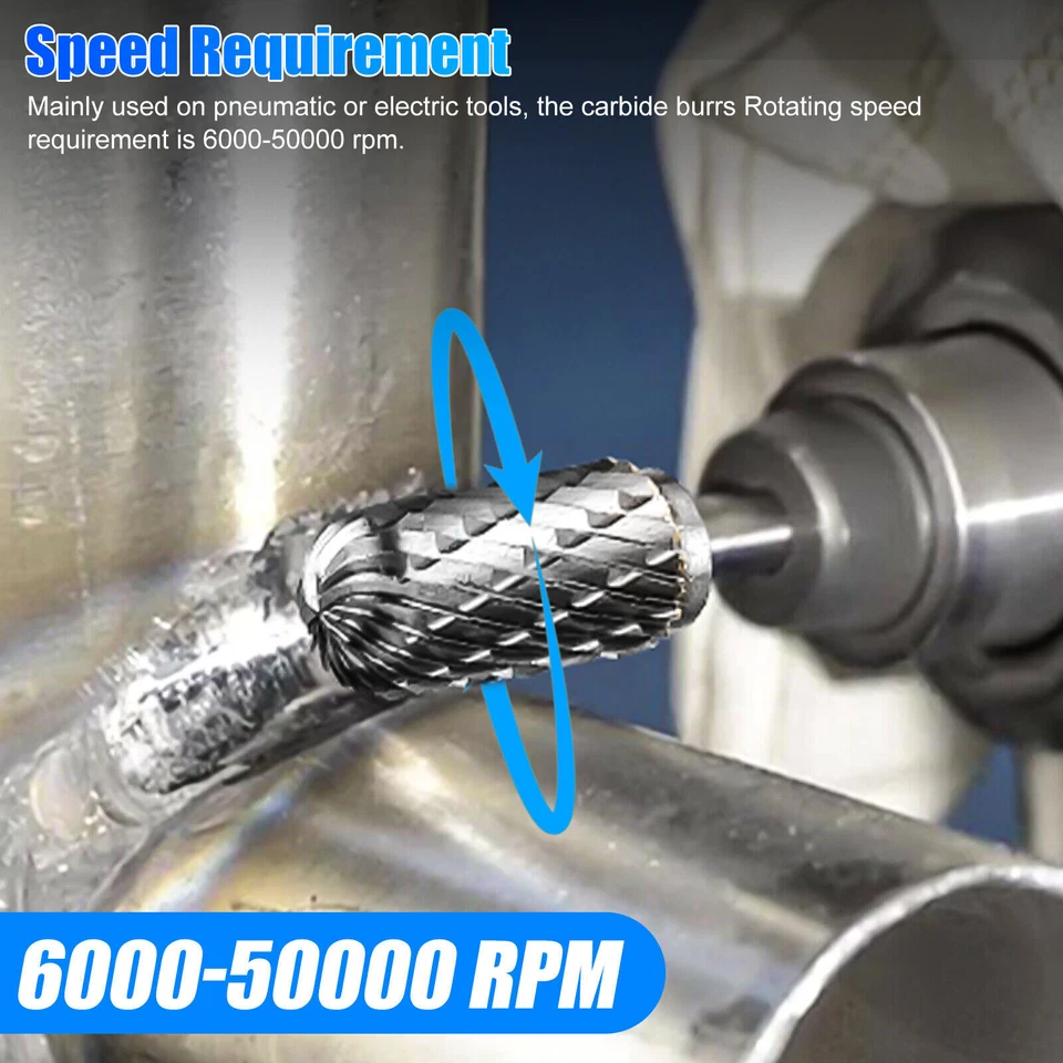 1/4'' Double Cut Tungsten Steel Carbide Rotary Burr Die Grinder Shank Bit Kits - Image 3 of 4