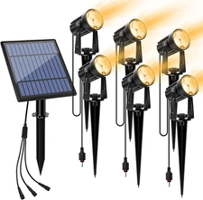 Metal Outdoor Solar Landscape Lights, Waterproof Spotlight 6-In-1 for Yard Lands
