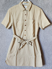 J. Crew Women's Short Sleeve Button Front Belted Shirt Dress Sz 2 Utility Safari