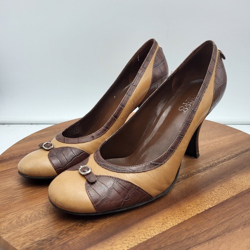 Franco Sarto Pump Heels Womens 8.5 Brown Leather Snake Print Slip On - Photo 7/14