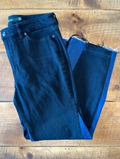 Women's Lauren Ralph Lauren Black Cropped Denim with Blue Trim Raw Hem 12