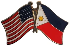 USA - PHILIPPINES FRIENDSHIP CROSSED FLAGS LAPEL PIN - NEW - COUNTRY PIN