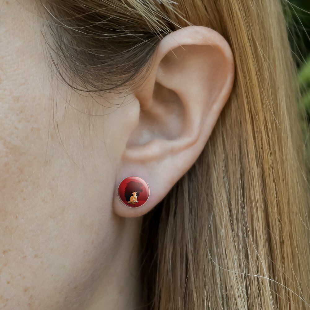 Little Kitten Lion Roar Novelty Silver Plated Stud Earrings | eBay