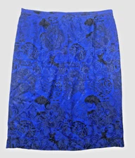 Jones New York Women's Size 20 100% Silk Skirt Midi Cobalt Blue Regal Lined Zip