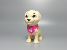 Vintage Barbie Doll Pet Dog w/ Pink Bandana Mini Figure Cream Collectible Animal