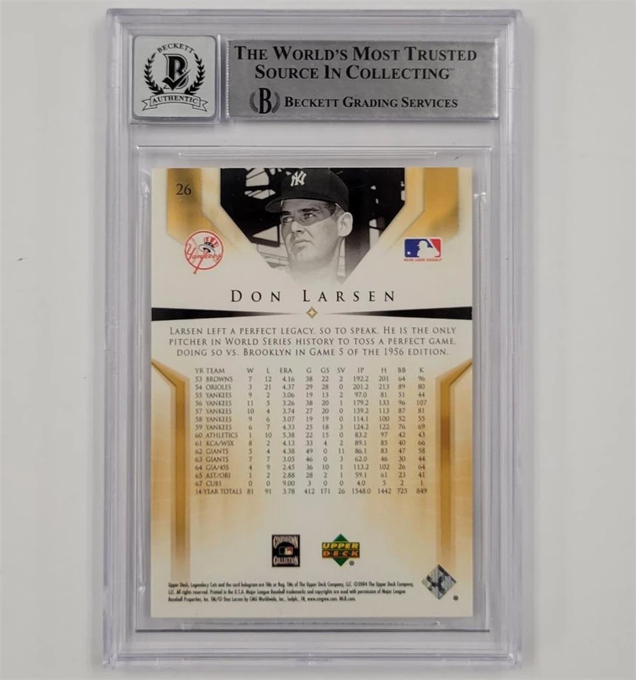 Don Larsen signed 2004 SP Legendary Cuts #26 card autograph BGS BAS 10 auto - Image 2 of 2