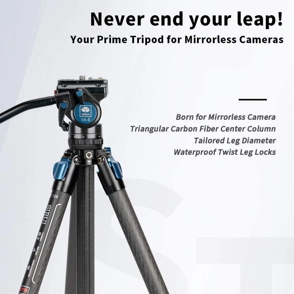 Sirui ST124 4-Section Carbon Fiber Tripod & VA-5 X Fluid Head Kit - Image 4 of 4