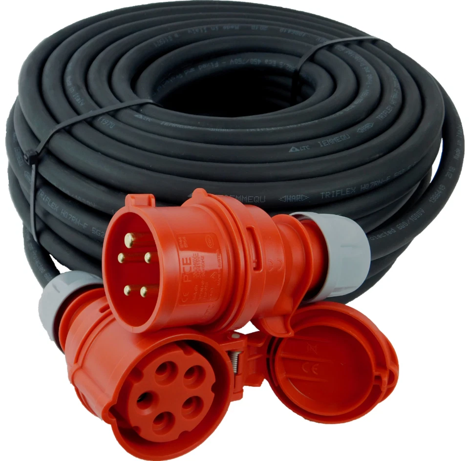 16A CEE Kabel Gummiverlängerung 400V Starkstrom 5x2,5 5G2,5 Drehstrom Gummikabel