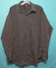 MURANO Mens Dress Shirt Modern Comfort Maroon with Stripes Size Extra Large