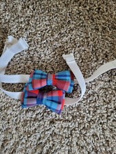 Plaid Elastic Strap Bowtie Set of 2 12 inches
