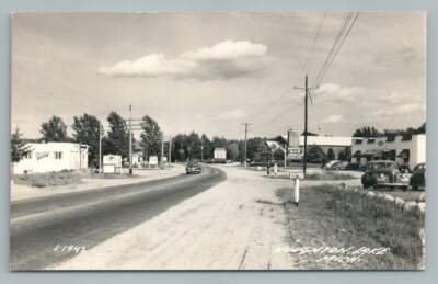 Route 55 Vintage HOUGHTON LAKE MI RPPC Pine Cone Dairy Bay Ice Cream 1940s