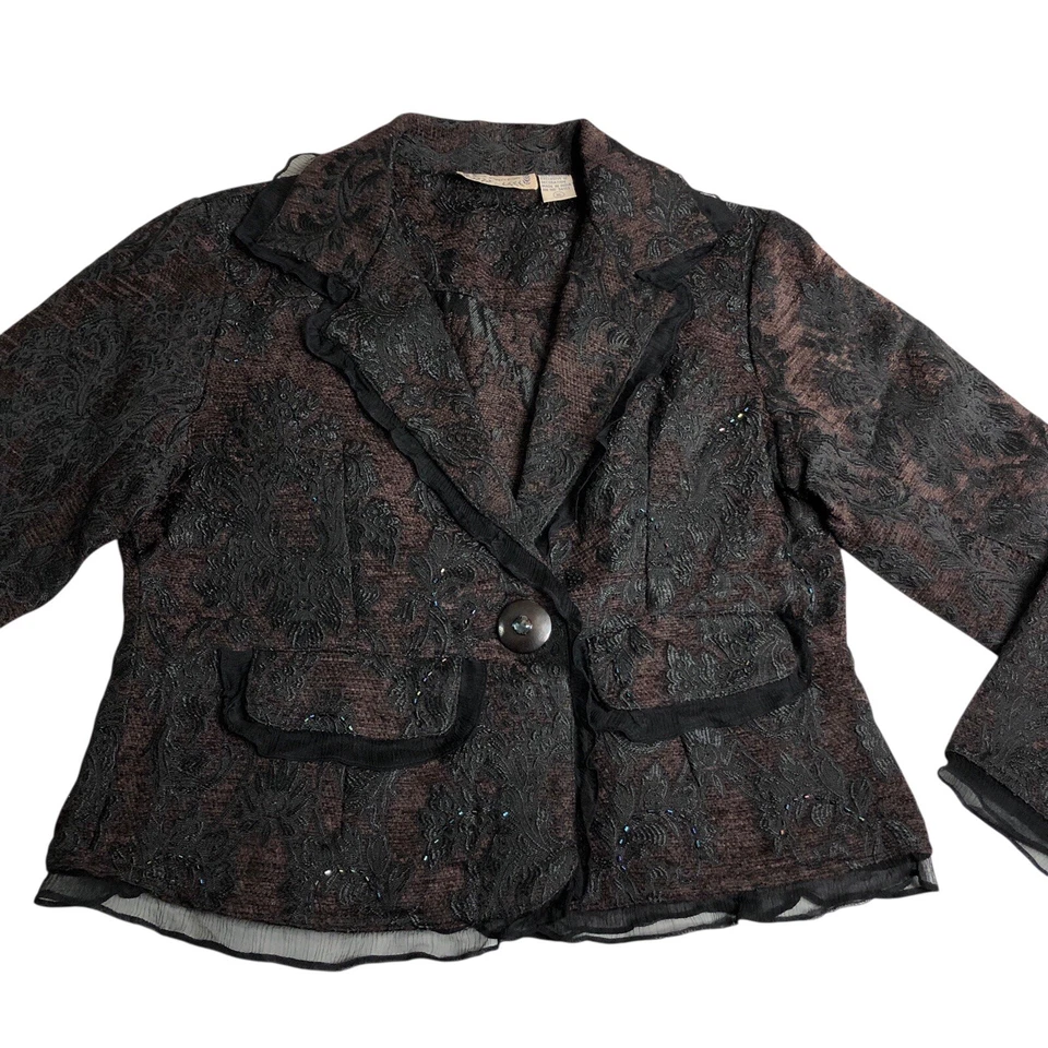 Chaqueta Blazer Años 90 Y2K New Direction Para Mujer XL Con Cuentas Adornada Capricho Gótico Foto 2 de 4