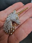 Swarovski Crystals Unicorn Brooch Pin RARE stamped swan