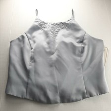 Dave  Johnny Womens Formal Corset Top Size 24 Silver Embroidered Beaded Lace-Up