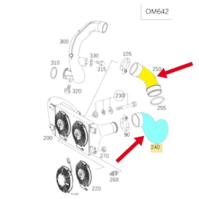 2x Ladeluftschlauch für MERCEDES G-Klasse 280 CDI A4615001075 A4615010384