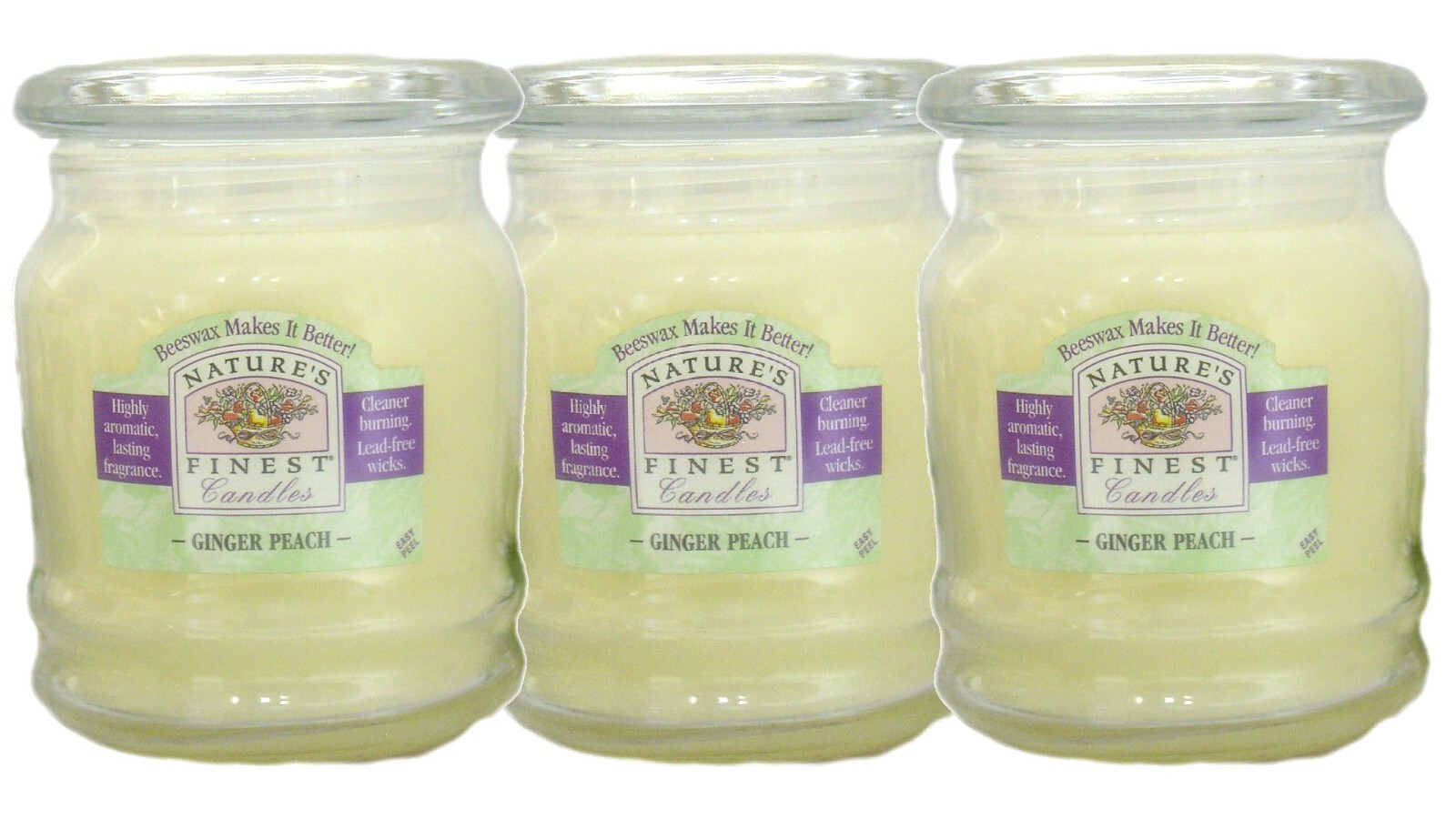 3-pack 9oz Jars Ginger Peach Beeswax Blend Nature's Finest