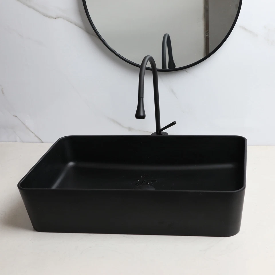 Grifo de drenaje emergente de latón mezclador rectangular lavabo fregadero lavabo negro mate de EE. UU. Foto 3 de 4