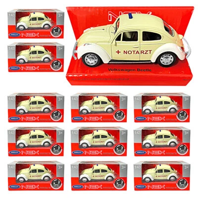 12 x Modell Auto Volkswagen Notarzt Käfer Metall Modellauto Spielzeug 1:43 Welly