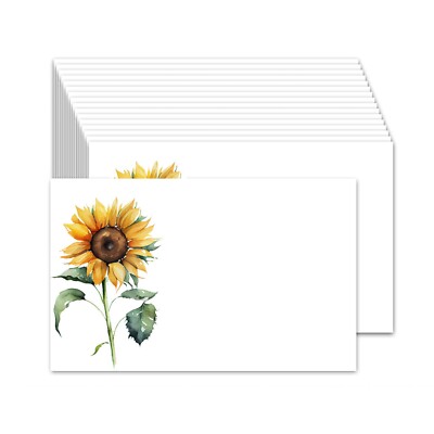 50 Cute Index 4''x 6'' Cards, Card stock, Floral Blank Note cards - Sunflower