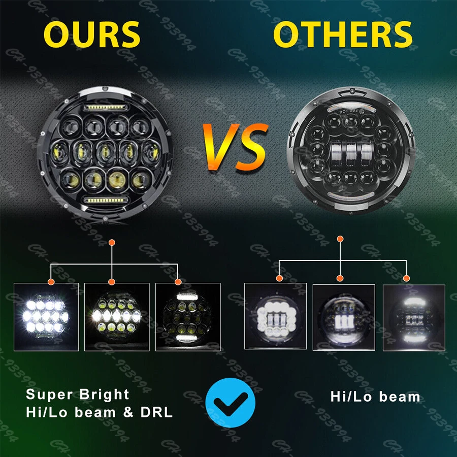 7" INCH For Hummer H2 H3T 06-10 Halo LED Headlight DRL & 4" Fog Lights Combo Kit - Image 2 of 4