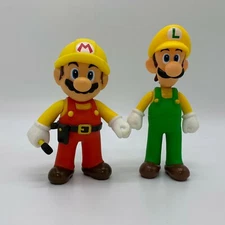 2X Super Mario Maker Mario & Luigi Plastic Figure Vinyl Doll Toy 5"
