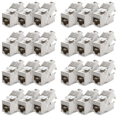 24x CAT 6a Keystone Jack Modul RJ45 STP Netzwerk Patchpanel LAN Kabel Adapter