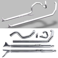 True Duals With Fishtail Mufflers for Harley Softail 2000-2017,Deep Tone Exhaust
