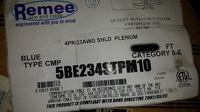 Remee 5BE234STPM10 23/4P Cat5E F/UTP Plenum Shield LAN/Network Cable Blue /100ft