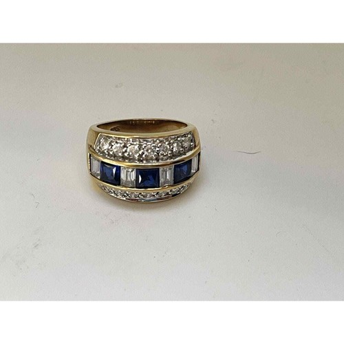 Blue Sapphire Size 5 Band Ring CZ Gold HCE over 925 Sterling Silver 5g TW - Picture 8 of 15