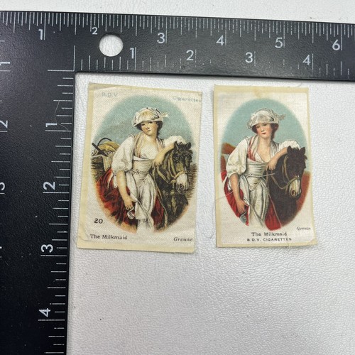 Vtg 2 Version Lot Tobacco Silks BDV Cigarettes Old Masters THE MILKMAID Art 27H2