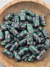 40 PCS GREEN TUBE GLASS BEADS JEWELRY CRAFT MAKING LOOSE BEADS