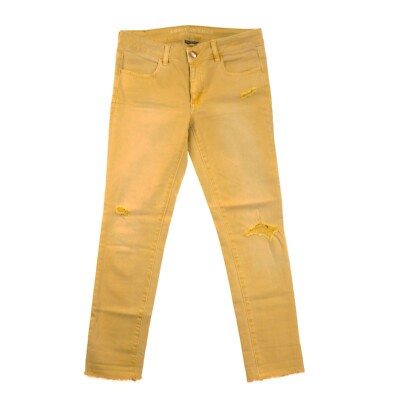 American Eagle Outfitters Distressed Yellow Cropped Jegging Womens 6 Cut-Offs