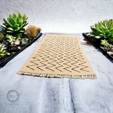 Schurwolle Teppich - handgewebte Beige/Schwarz zigzag - ZINA -