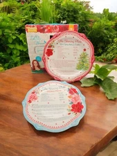 The Pioneer Woman Cheerful Rose Sharing Plate Set 12" Christmas Cherries Recipe 