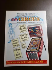 Bally CIRCUS Original Pinball Flyer