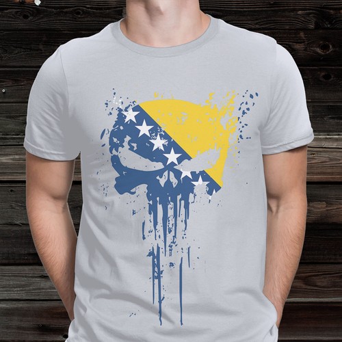 Bosnia & Herzegovina Skull Flag Motorbike Ride Forever Biker Mens T-shirt #B - Picture 2 of 8