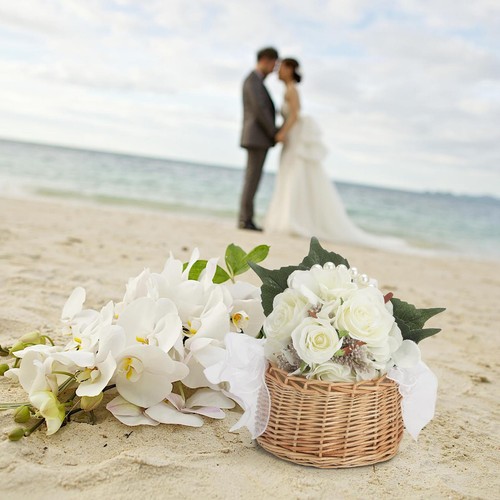 Rattan Storage Basket Wicker Large Woven Flower Girl Handmade White with Handle - Picture 7 of 10