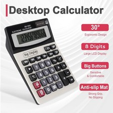 Large Buttons Desktop Calculator Vintage 8 Digit Display Home Office Stationery