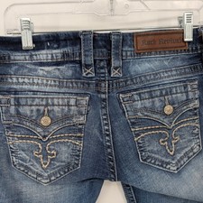 Rock Revival Bermuda Shorts Women 28 Blue Alivia Distressed Denim Y2K Western