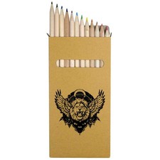 12 x 'Winged Growling Lion' Long Colour Pencils PE00077305