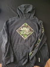 Vans Off The Wall Sweatshirt Hoodie L Boy's Long Sleeve Grey Pullover Pocket